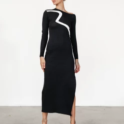 My Girl Mason Midi Dress (Black/White)
