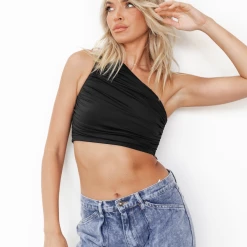 Ruby Sees Tops Born With It Crop Top (Black)