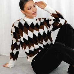 8 Birdies New Arrivals Bayley Knit Jumper (Brown Print)