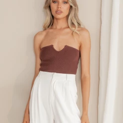 Into Fashions Bianca Strapless Top (Brown)
