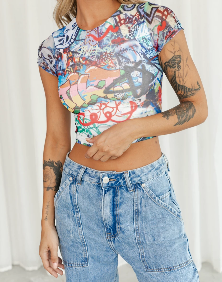 Charcoal Clothing New Arrivals Breakeven Top (Graffiti) 3 Charcoal Clothing New Arrivals Breakeven Top (Graffiti)