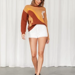 Charcoal Clothing Sumari Knit Jumper (Brown) Jumpers & Cardigans