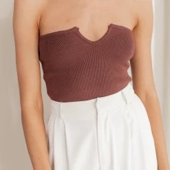 Into Fashions Bianca Strapless Top (Brown)