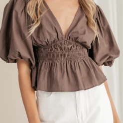 Charcoal Clothing New Arrivals Kelly Top (Brown)