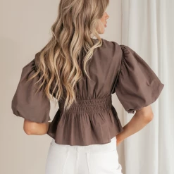 Charcoal Clothing New Arrivals Kelly Top (Brown)