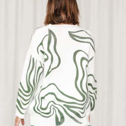 Charcoal Clothing Emory Knit Jumper (Green/White) Jumpers & Cardigans