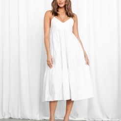White Closet Dresses Summer Evening Midi Dress