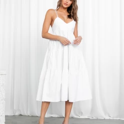 White Closet Dresses Summer Evening Midi Dress