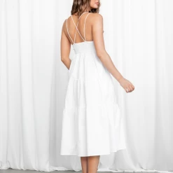 White Closet Dresses Summer Evening Midi Dress
