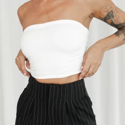 Charcoal Clothing Andy Crop Top (White)