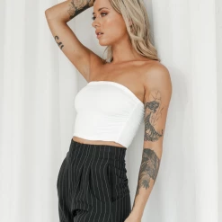 Charcoal Clothing Andy Crop Top (White)
