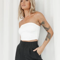 Charcoal Clothing Andy Crop Top (White)