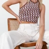 Thanne Ariah Knit Crop Top (Brown)