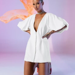 Charcoal Clothing Neo Mini Dress (White)