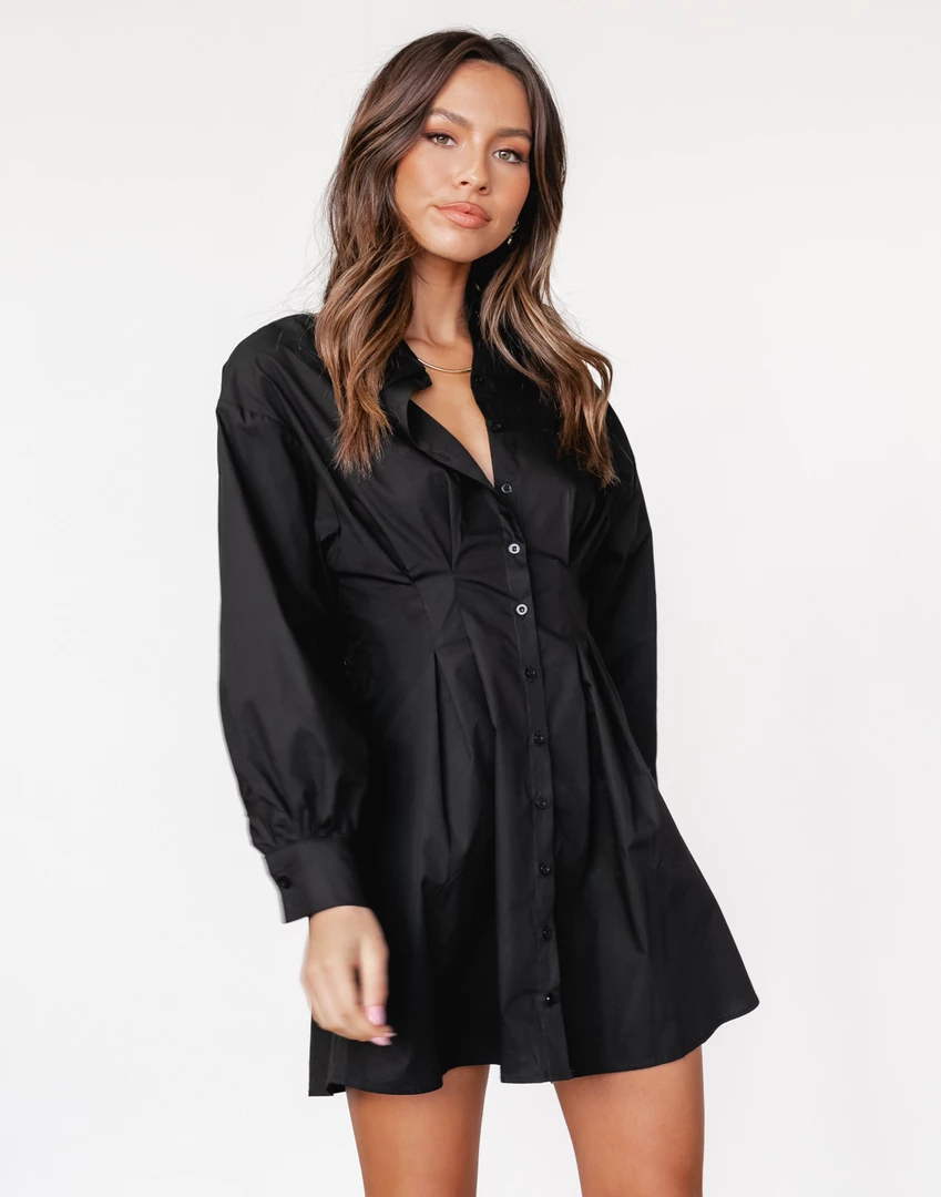 Charcoal Clothing Mila Long Sleeve Mini Dress (Black) New Arrivals 4 Charcoal Clothing Mila Long Sleeve Mini Dress (Black) New Arrivals