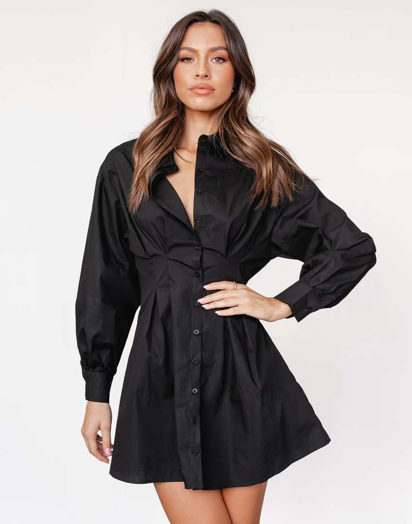 Charcoal Clothing Mila Long Sleeve Mini Dress (Black) New Arrivals 6 Charcoal Clothing Mila Long Sleeve Mini Dress (Black) New Arrivals