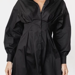 Charcoal Clothing Mila Long Sleeve Mini Dress (Black) New Arrivals