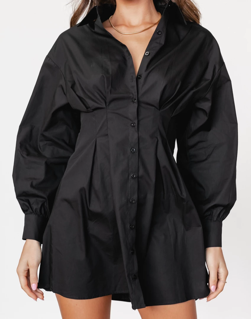 Charcoal Clothing Mila Long Sleeve Mini Dress (Black) New Arrivals 2 Charcoal Clothing Mila Long Sleeve Mini Dress (Black) New Arrivals