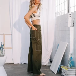Charcoal Clothing Astrid Wide Leg Jeans (Khaki) New Arrivals 13 Charcoal Clothing Astrid Wide Leg Jeans (Khaki) New Arrivals