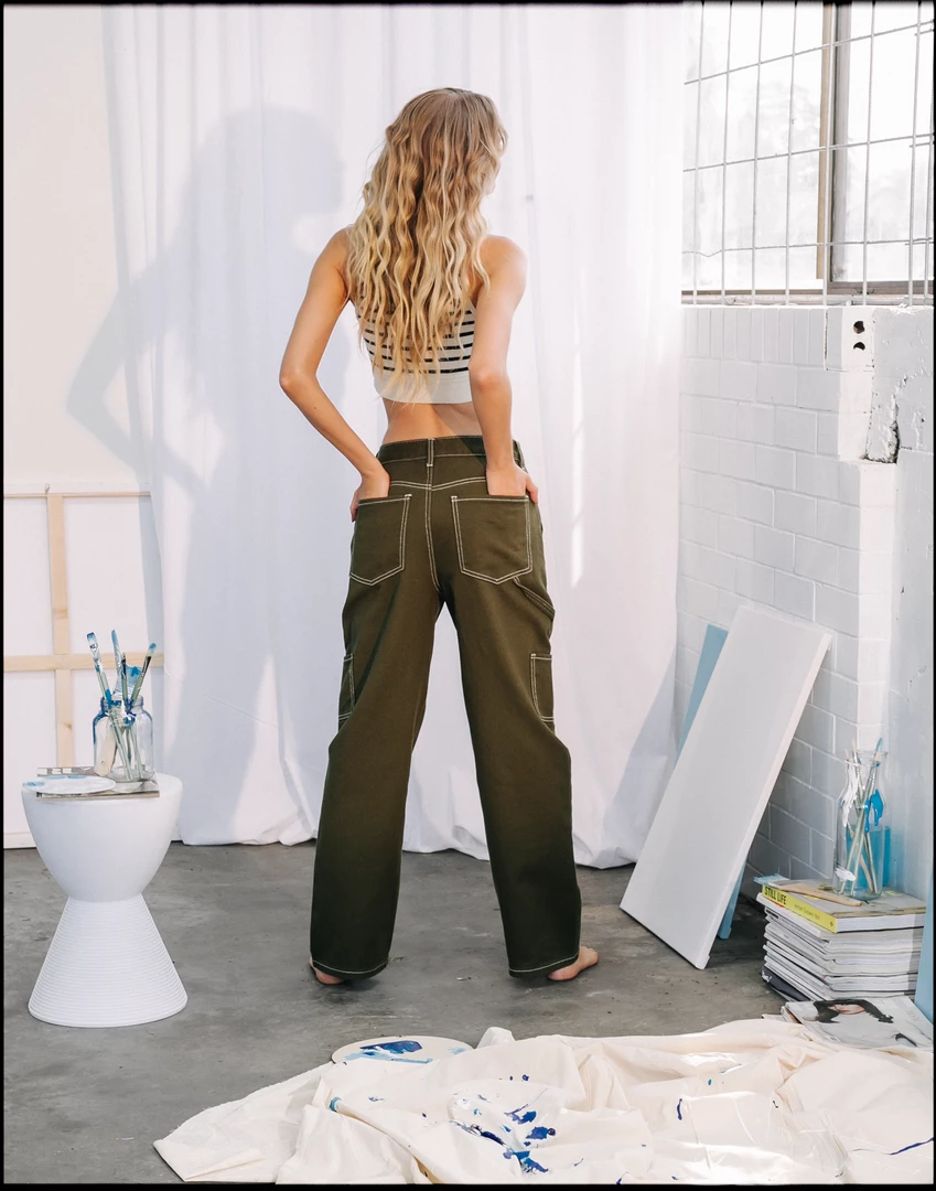 Charcoal Clothing Astrid Wide Leg Jeans (Khaki) New Arrivals 2 Charcoal Clothing Astrid Wide Leg Jeans (Khaki) New Arrivals