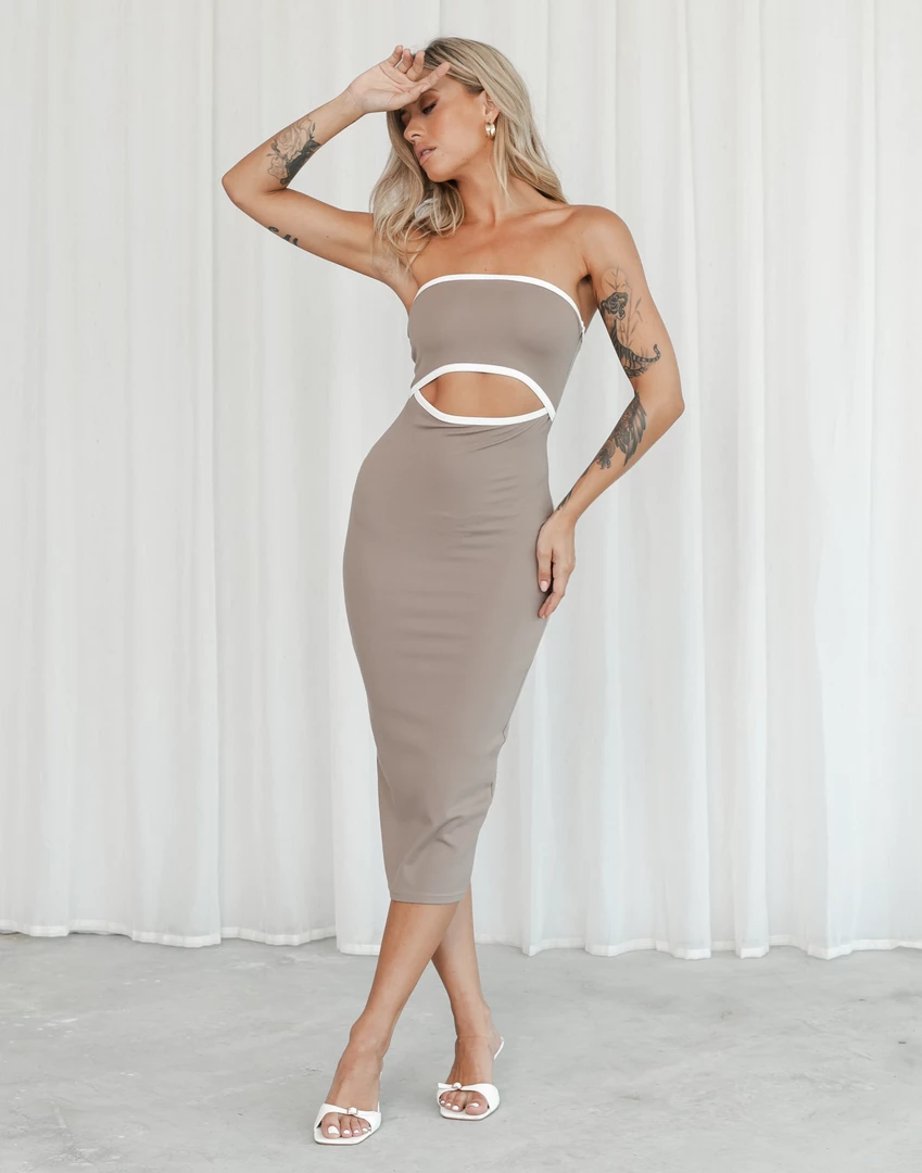 Charcoal Clothing New Arrivals Fairfax Midi Dress (Mushroom) 4 Charcoal Clothing New Arrivals Fairfax Midi Dress (Mushroom)