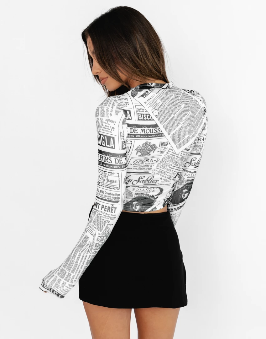 Charcoal Clothing New Arrivals On The Scene Long Sleeve Top (Newspaper) 6 Charcoal Clothing New Arrivals On The Scene Long Sleeve Top (Newspaper)