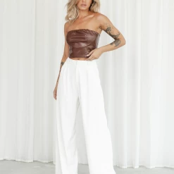 Charcoal Clothing Maller Strapless Crop Top (Brown) New Arrivals