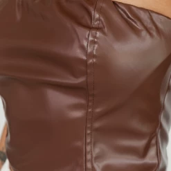 Charcoal Clothing Maller Strapless Crop Top (Brown) New Arrivals