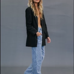 Charcoal Clothing Ulterior Motive Blazer (Black Pinstripe)