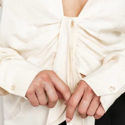 Tops Giza Plunge Top (Off White) - By Lioness