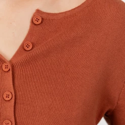 Into Fashion New Century Knit Cardigan (Burnt Orange) Tops