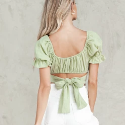 Pink Diamond Tops Demmy Crop Top (Green)