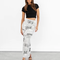 Luvalot Words Of Love Midi Skirt (Newspaper)