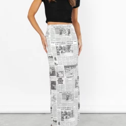 Luvalot Words Of Love Midi Skirt (Newspaper)