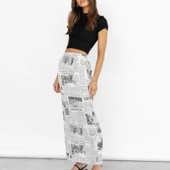 Luvalot Words Of Love Midi Skirt (Newspaper)