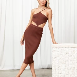 My Girl Irys Midi Dress (Brown) Dresses