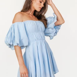 Charcoal Clothing Harlee Mini Dress (Blue) Dresses