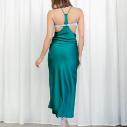 Thanne Ellise Midi Dress (Emerald/Blue)