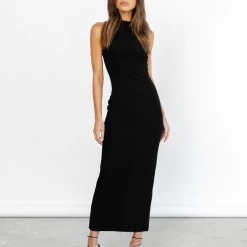 Charcoal Clothing New Arrivals Breaking News Mesh Maxi Dress (Black)