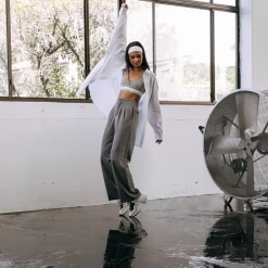 Charcoal Clothing New Girl Pants (Grey Pinstripe) New Arrivals