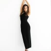 Charcoal Clothing New Arrivals Breaking News Mesh Maxi Dress (Black)