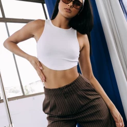 Charcoal Clothing Gigi Rib Tank (White) New Arrivals