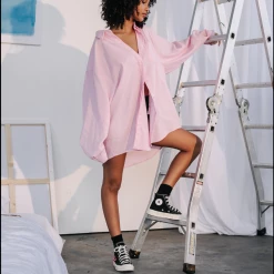 Charcoal Clothing South Beach Shirt (Pink Linen) New Arrivals