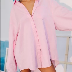 Charcoal Clothing South Beach Shirt (Pink Linen) New Arrivals