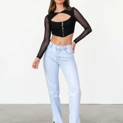 Into Fashion Tops Angelina Top (Black)