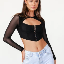 Into Fashion Tops Angelina Top (Black)