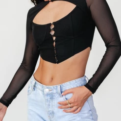 Into Fashion Tops Angelina Top (Black)