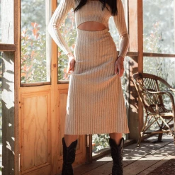 Dresses Main Squeeze Midi Dress (Oatmeal) - By Lioness