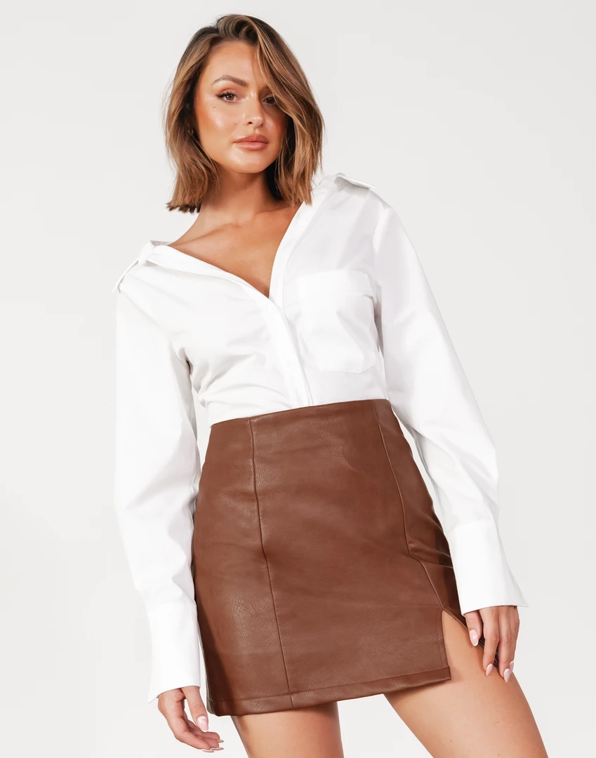Style State Kinsley Mini Skirt (Brown) Bottoms 5 Style State Kinsley Mini Skirt (Brown) Bottoms