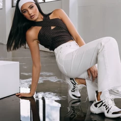 Charcoal Clothing Emily Pinstripe Crop Top (Brown) New Arrivals